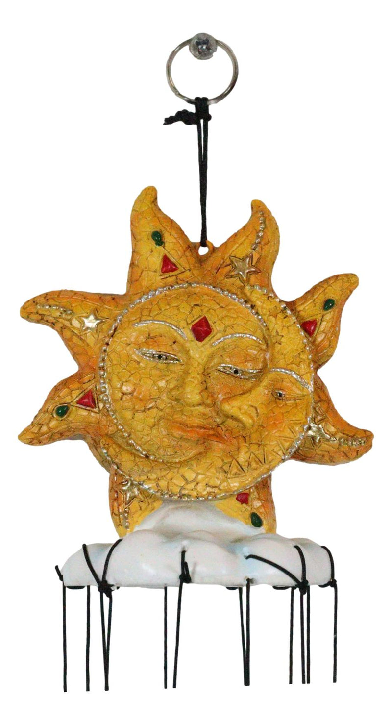Mosaic Helios God Sun And Moon Face Harmony Wind Chime Mobil Patio Garden Decor