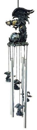 Armored Battle Dragon Crystal Sphere Resonant Relaxing Wind Chime Garden Patio