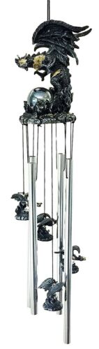 Armored Battle Dragon Crystal Sphere Resonant Relaxing Wind Chime Garden Patio