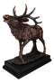 Large Wapiti Bull Elk Deer Rustic Bronze Plated Finish Statue With Trophy Base