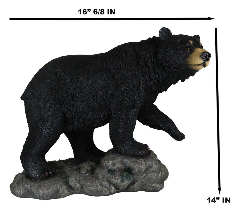 Large Realistic Strolling Black Bear Statue 16.5"L Rustic Cabin Decor Figurine