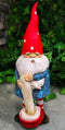 Festive Holiday Golfer Gnome Using Toadstool Mushroom As Golf Club Figurine