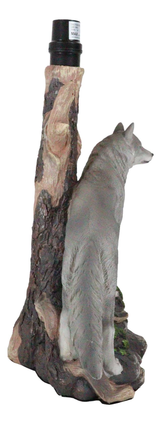 Denizen Of Twilight Lone Gray Wolf Table Desktop Lamp With Forest Shade Decor