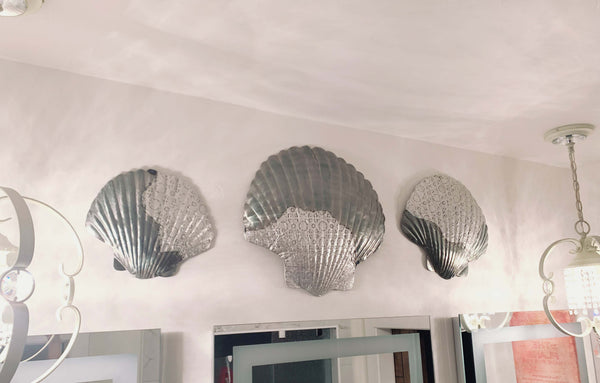 Ebros Gift Ebros Sea Shell Clams Piece Large To Small Size Aluminum Metal  Wall Decor