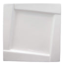 Ebros Pack Of 6 Kitchen Dining Modern Contemporary Design White Porcelain Square Plates With Rhombus Well (8" Lunch Dessert Plate Style)