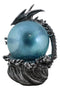 Silver Ocean Dragon Riding Tidal Sea Waves With Colorful LED Sphere Orb Figurine