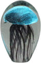 Ebros Art Glass Glow in The Dark Translucent Jellyfish With LED Base (Black)