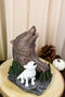 Ebros Howling Alpha Wolf Bust With White Pup By Pine Trees Forest Woodlike Figurine
