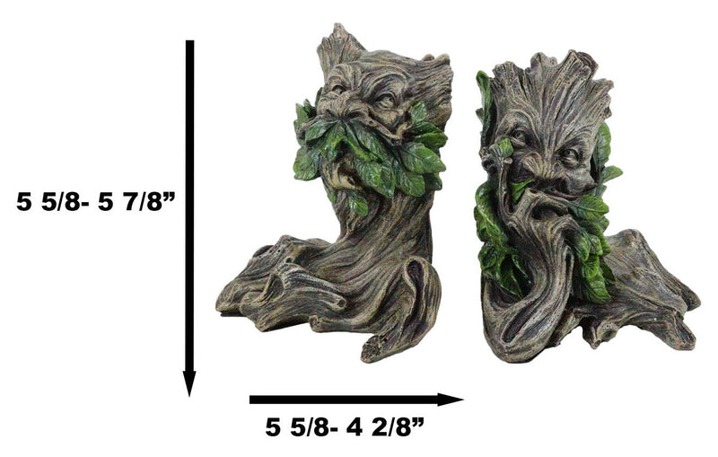 Ebros Celtic Forest Spirit Greenman Decorative Bookends Figurine Pair 5.5"H Set