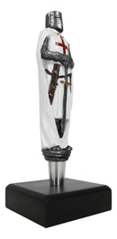 White Cloak Medieval Crusader Knight Swordsman Novelty Beer Tap Handle Figurine