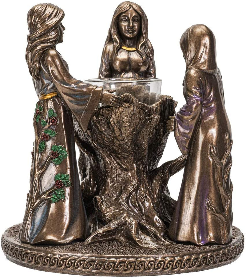 Ebros Triple Goddess Mother Maiden Crone Candle Holder Home Decor Figurine