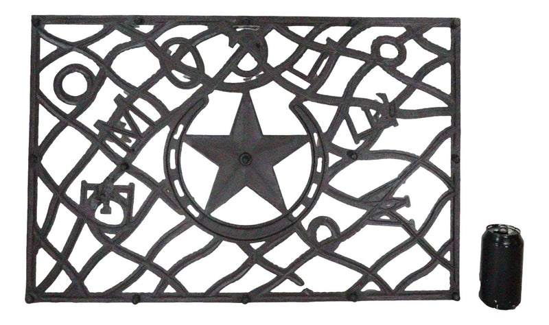 Rustic Western Welcome Horseshoe Star Ropes Cast Iron Floor Mat Doormat 28X18