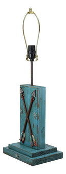 Ebros 26"H Rustic Blue Distressed Wood 2 Crossed Friendship Arrows Table Lamp