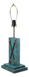 Ebros 26"H Rustic Blue Distressed Wood 2 Crossed Friendship Arrows Table Lamp