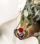 Ancient Egyptian Deity Winged Scarab Beetle Amulet Dangle Earrings Pair Jewelry