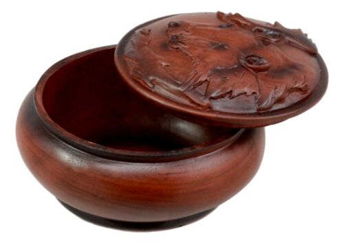 Ebros Faux Wood Bull Moose With Calf Rounded Jewelry Trinket Decorative Box Figurine - Ebros Gift