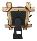 Rustic Buckhorn Deer Antlers On Logs Picture Frame With Easel Back 5"X7" Photo