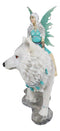 Ebros Gift Elektra Blue Ice Fairy Riding Giant Snow Wolf King Rumba Figurine 8"H