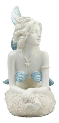 Beautiful Ocean Goddess Blue Tailed Mermaid 8"L Under The Sea Figurine Nautical