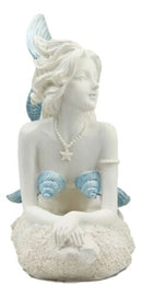 Beautiful Ocean Goddess Blue Tailed Mermaid 8"L Under The Sea Figurine Nautical