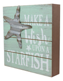 Ebros Nautical Marine Teal Make A Wish Upon A Starfish Wall Decor Beach Wooden Sign
