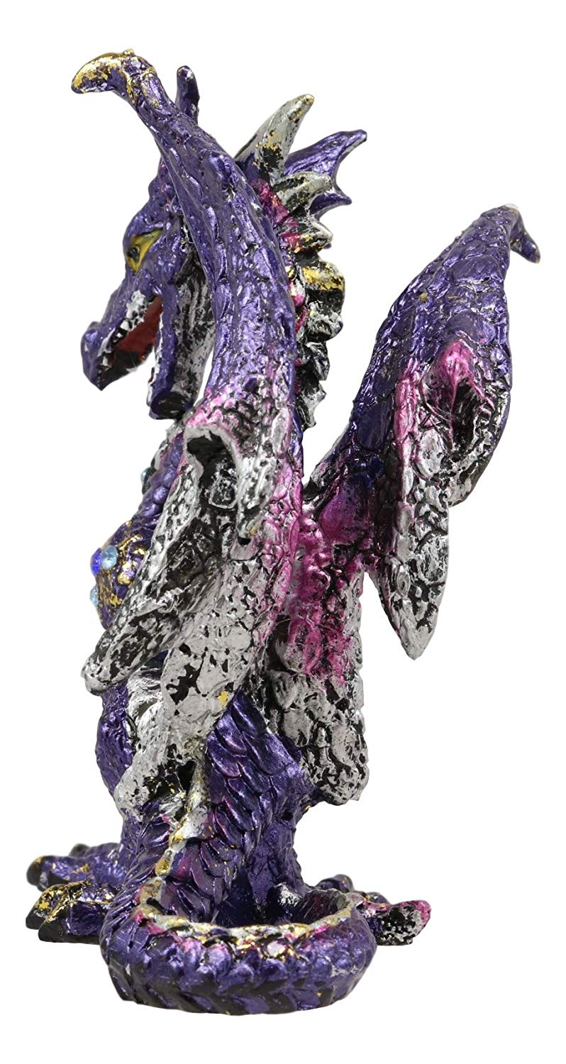 Ebros Small Purple Rain Armored Midnight Dragon Statue 4.5" High Fantasy Prehistoric Dungeons and Dragons Warrior Slayer Dark Knight Collectible Figurine