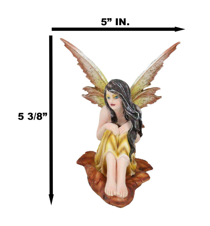 Ebros Gift Fall Fairy Figurine Red Oak Leaf Autumn Garden Faerie Fantasy Sculpture 5.5"H