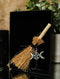 Wicca Witch Broom Magick Broomstick W/ Pentagram Triple Moon Pendant Lucky Charm