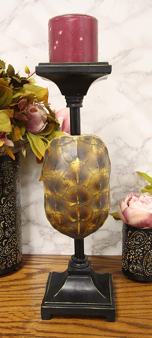 Ebros Large Nautical Reptile Tortoise Turtle Shell Pillar Candle Holder Statue 15"H
