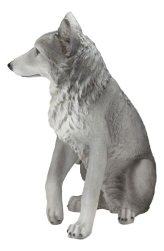 Ebros Large Realistic Dakota Wildlife Sitting Alpha Gray Wolf Statue Decor 20.5"H