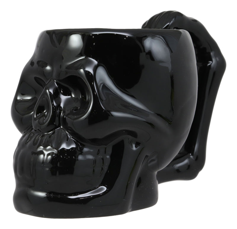 Ebros Macabre Decor Death Black Bone Skull Drinking Coffee Mug 12oz Ceramic Drink Cup