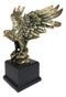 Ebros Majestic Bald Eagle W/ Open Wings On Rock Gold Electroplated Resin Statue 11.5"H