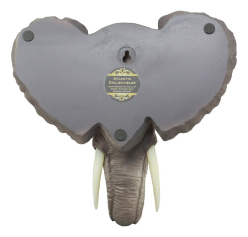 Ebros Safari African Bush Elephant Wall Bust Sculpture 9" Tall Majestic Noble Elephant Head Hanging Wall Decor Figurine for Wild Animal Lovers - Ebros Gift