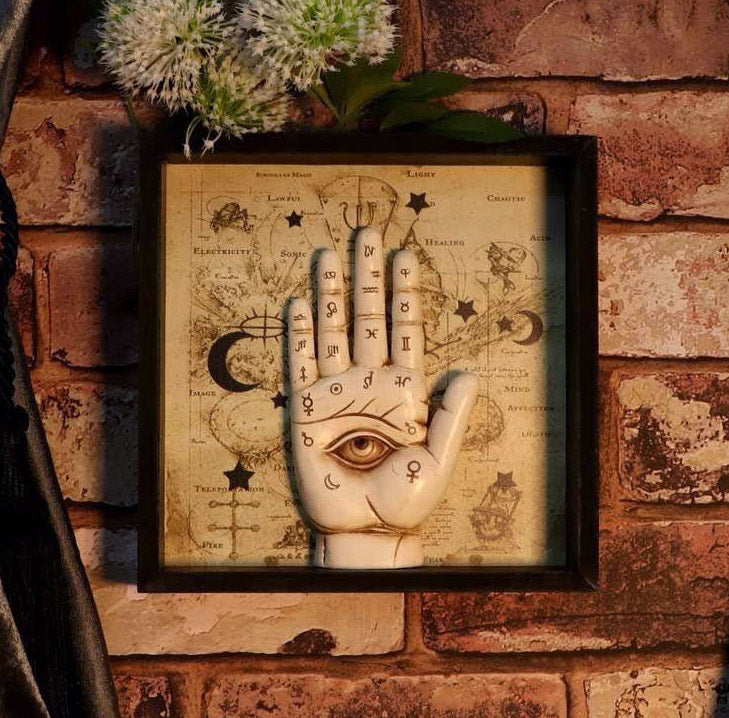 All Seeing Eye Fortune Teller Chirology Palmistry Hand Palm Wall Decor W/ Frame