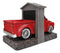 Old Fashioned Vintage Red Pickup Truck In Workshop Decorative Bookends Pair