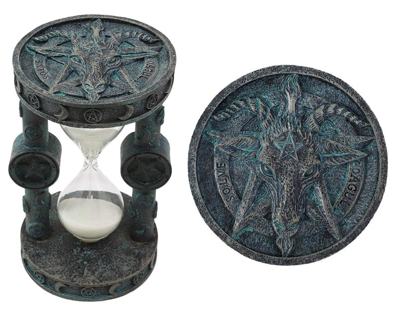 Ebros 6"Tall Church of Satan Sabbatic Goat Idol Baphomet Skull Medallion Sand Timer