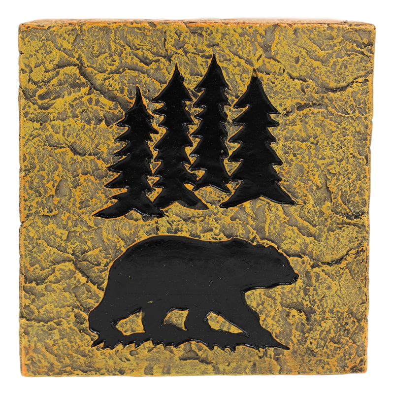 Rustic Western Black Bear Pine Trees Forest Silhouette Tissue Box Cover Holder