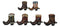 Western Tooled Leather Finish Mini Cowboy Boots With Spurs Figurine Set Of 6