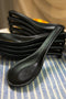 Pack Of 10 Artistic Textured Speckled Black Ceramic Zen Ladle Hook Soup Spoons
