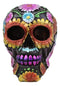 Ebros Black Day of The Dead Floral Blooms Sugar Skull Figurine Skulls 6" Long