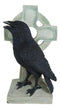 Harbinger Of Doom Macabre Raven Crow Perching On Celtic High Cross Figurine