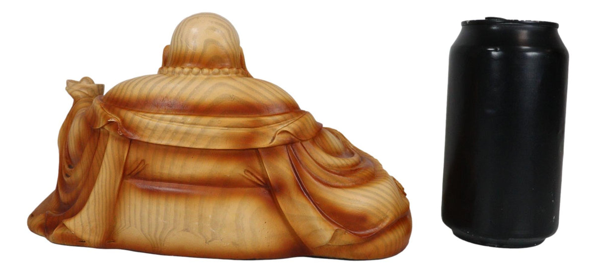 Ebros Feng Shui Hotei Happy Buddha Sitting with Gold Ingot and Money Coins 9" W