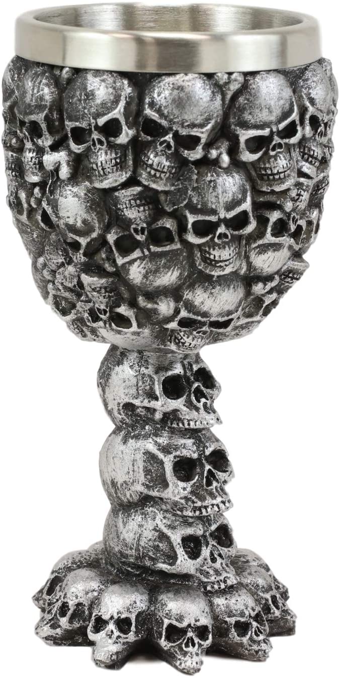 Ebros Day of The Dead Stacked Skulls Small Wine Goblet Or Shot Glass Chalice 3oz