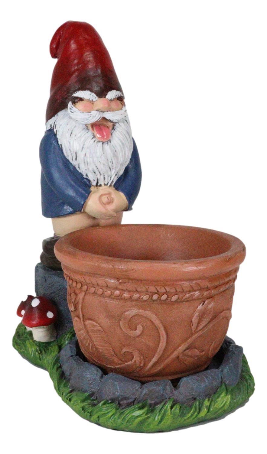 Whimsical Garden Naughty Gnome Pants Butt Down Peeing Planter Vase Pot Statue - Ebros Gift