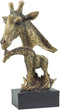 Ebros Giraffe Head Bust with Full Bodied Calf Statue On Pedestal Base 9.75" H