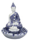 Ebros Gift Bhumisparsha Mudra Buddha Amitabha Meditating by Padma Lotus Flower Incense Holder Burner Figurine in Terracotta Blue and White 4.25" High Buddhist Eastern Enlightenment Feng Shui Decor