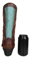 Rustic Country Faux Tooled Leather Western Lone Star Turquoise Cowboy Boot Vase