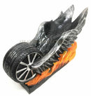 Highway To Hell Devil Wings Motorbike On Fire Ghost Rider Wine Holder Figurine