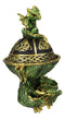 Green Dragon Mother With Hatchling On Celtic Knotwork Dome Egg Decorative Box