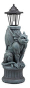 Ebros Gothic Gargoyle Statue with Solar LED Lantern Light Post 20" Tall Figurine